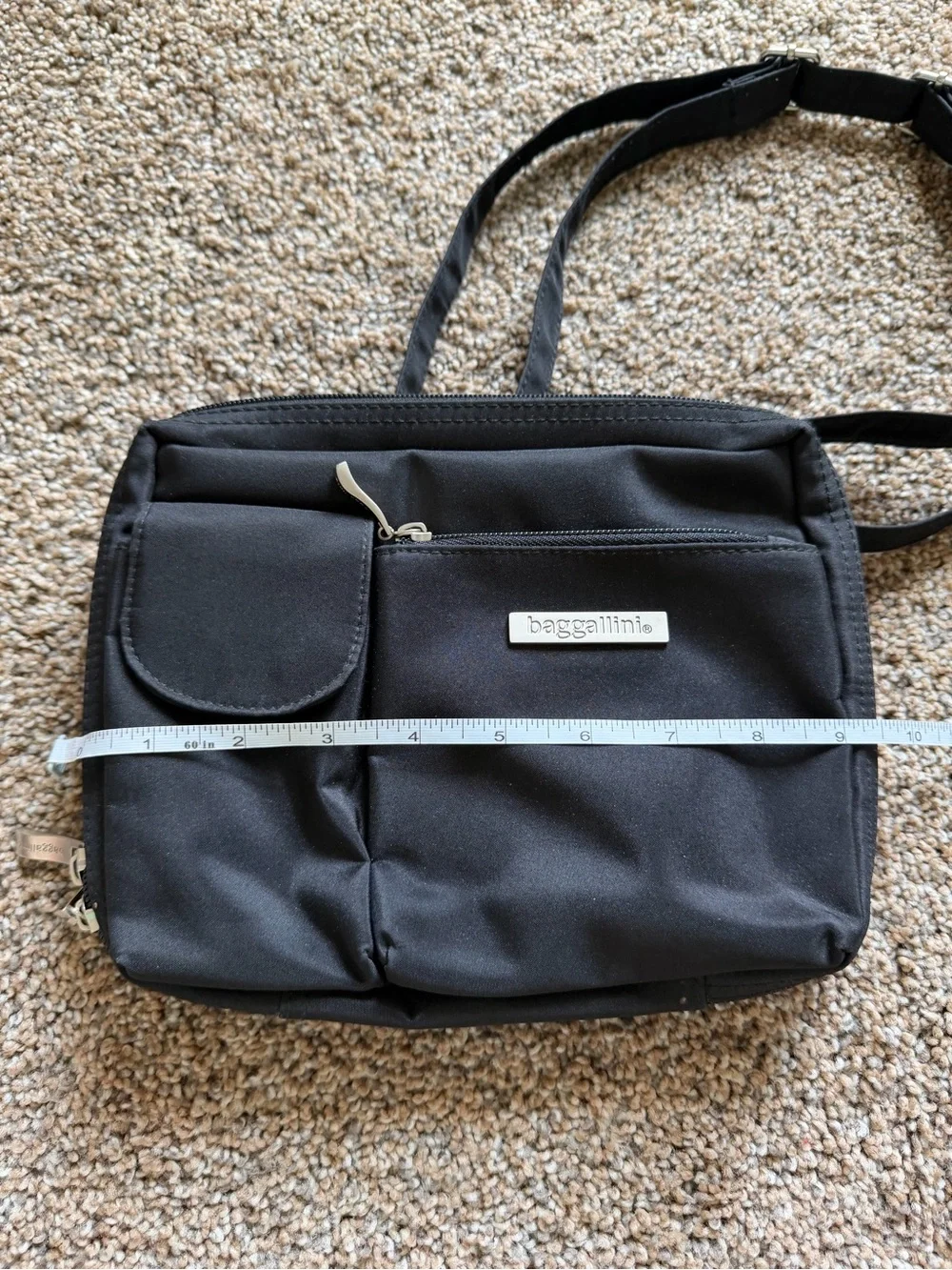 BAGGALLINI Black Nylon Multi-Pocket Convertible Crossbody Shoulder Bag